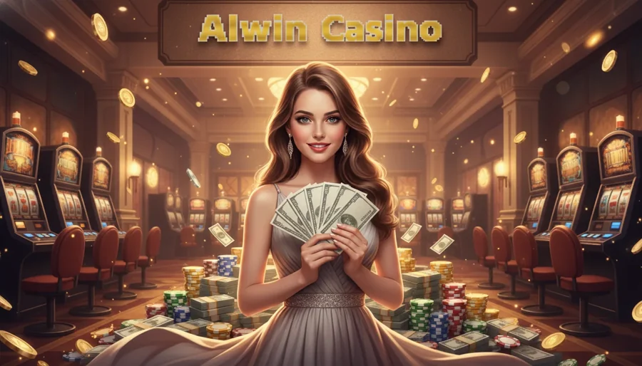 Alawin Casino lobby with featured slots and live tables